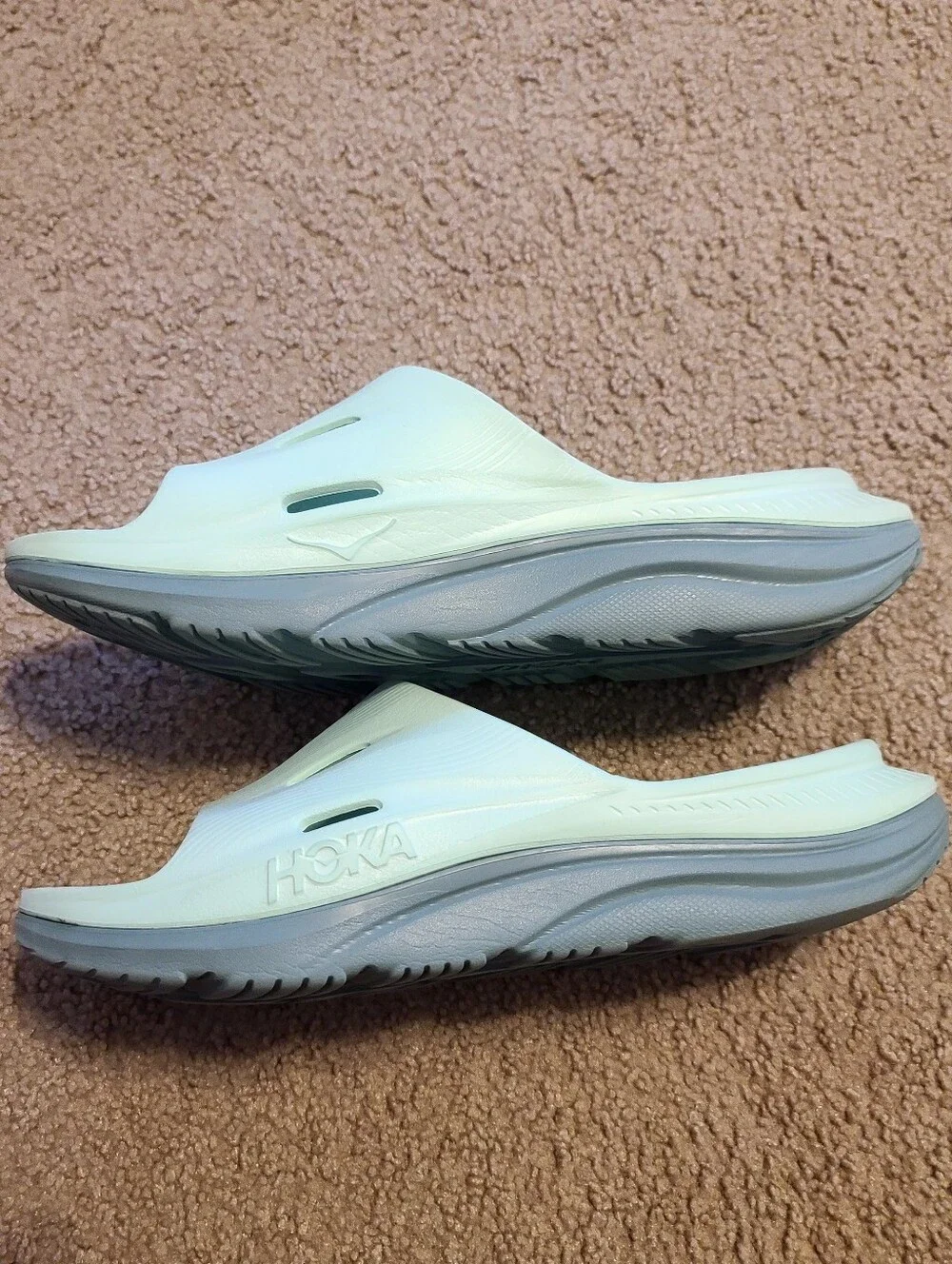 Men's 10, Hoka Slide Sandals - Mint Green Aqua Color.